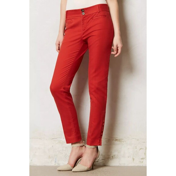 CARTONNIER Anthropologie Orange Charlie Ankle Zip Pants SIZE 8 - Picture 1 of 13